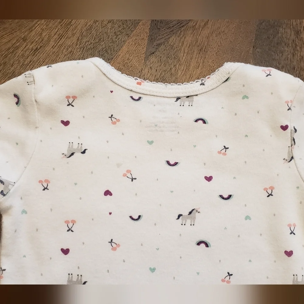 Carter's White Unicorn Print Baby Onesie Size 12 Months